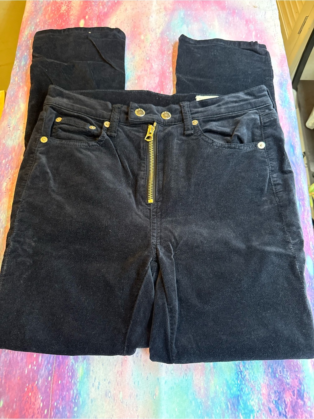 rag & bone Black Ankle Pants with Gold Hardware